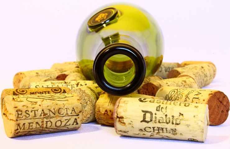 Bottiglia e tappi di vino