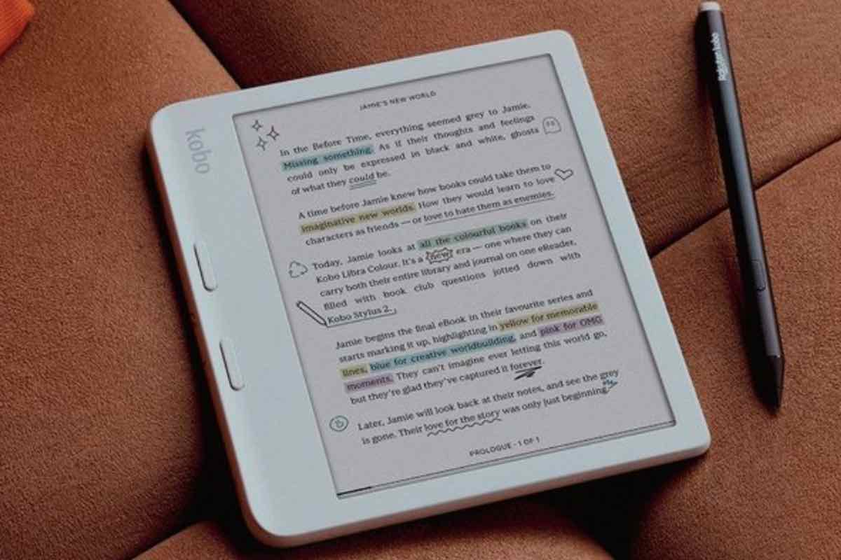 Schermo del nuovo ebook con frasi e disegni colorati